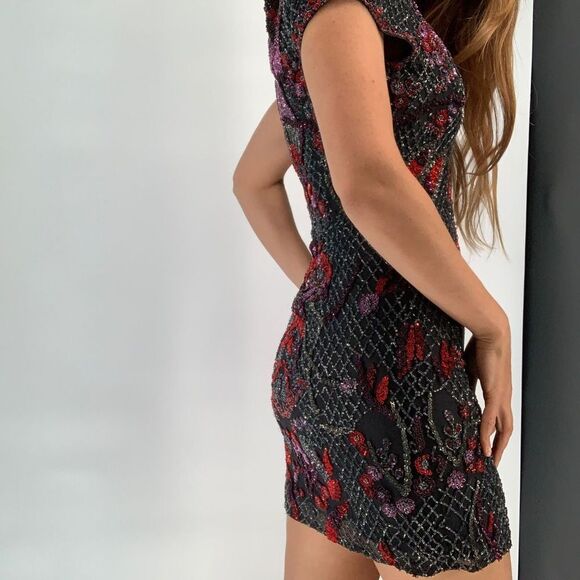 PARKER purple burgundy sequin dress sz 0 or xs - Picture 2 of 9